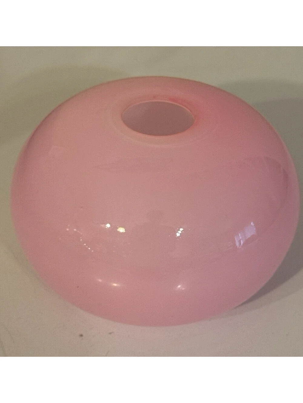 Unmarked Pink Solid Glass Globe Vase, Glossy Finish Decorative, 5 in H